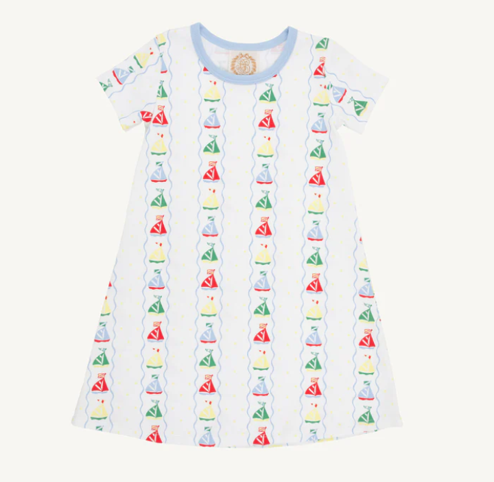 The Beaufort Bonnet Company Sleeveless Polly Play Dress -Set Sail with Beale Street Blue