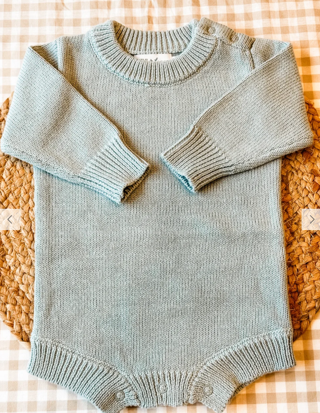 Light Blue Long Sleeve Knit Romper
