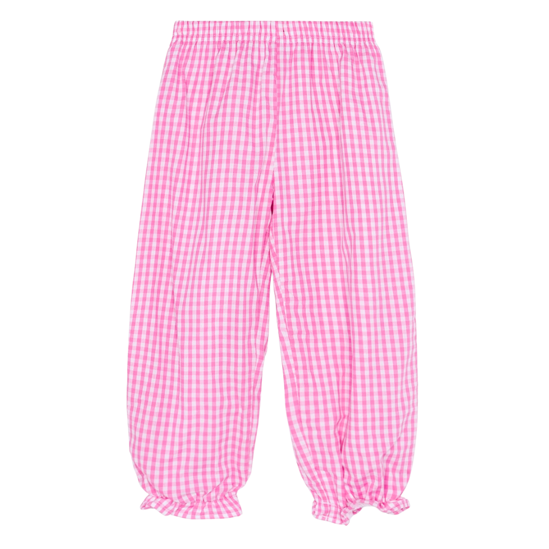 Pink Gingham Ruffle Bubble Pants
