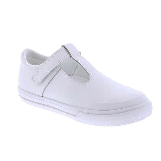 Footmates DREW White Leather, Gray Trim