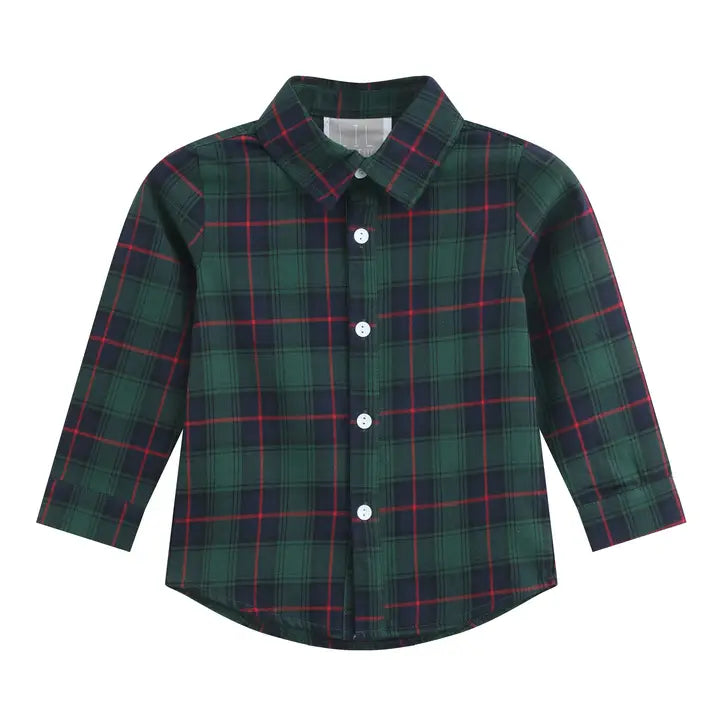 Blue, Green Red Plaid Dress Shirt