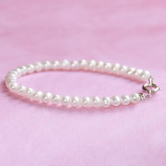 Classic Pearls Sterling Clasp 4 1/2" Infant Bracelet