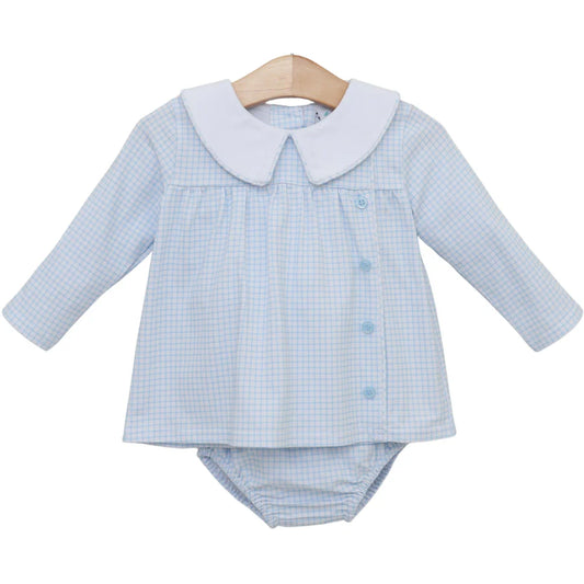 Liam Diaper Set- Light Blue Windowpane