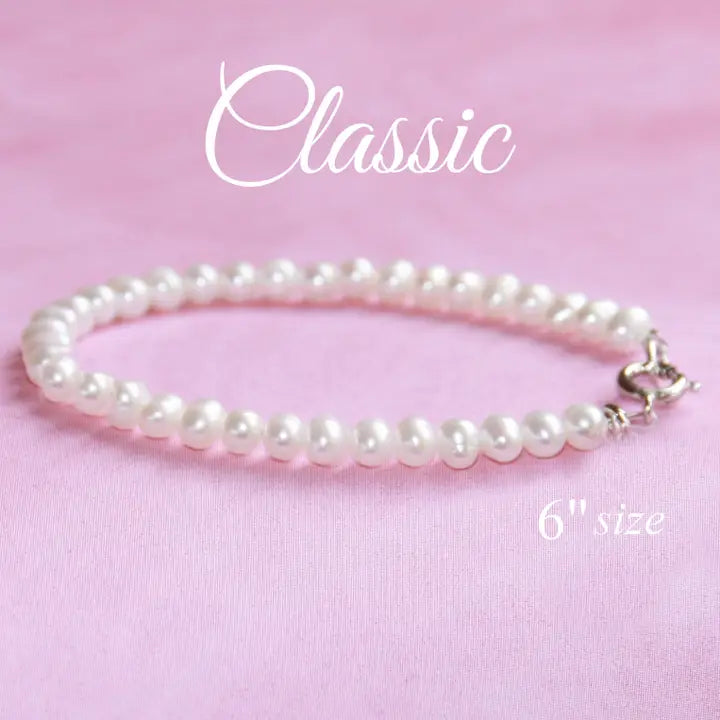 Classic Pearls Sterling Clasp 6" Bracelet