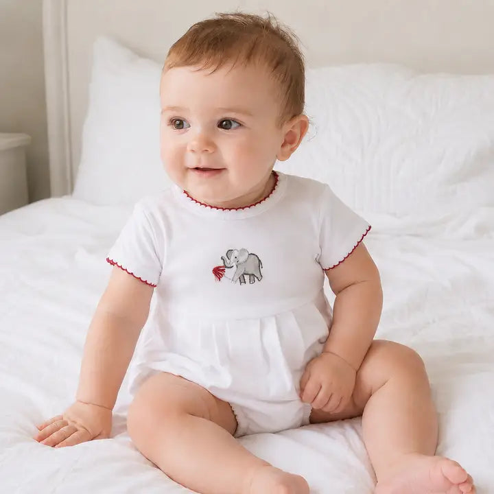 Roll Baby Roll Hand-Embroidered Short Sleeve Boy Bubble