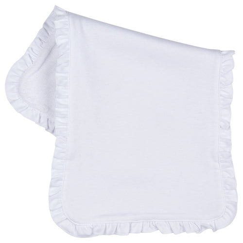 White Blank Infant Burp Cloth - Ruffle