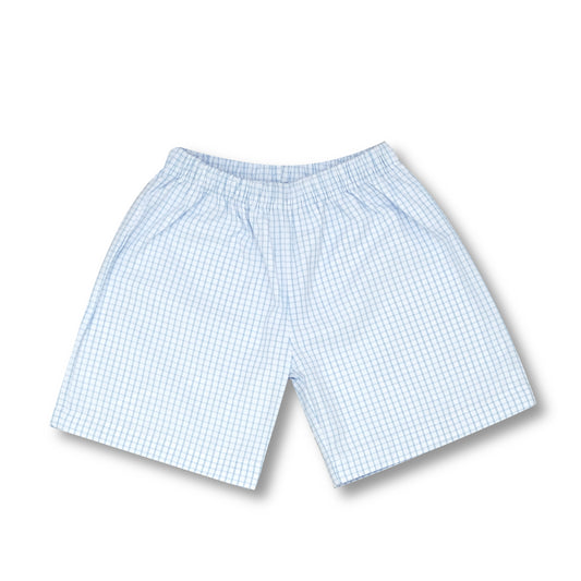 Blue Windowpane Check Shorts