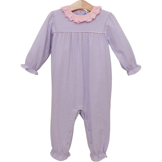Audrey Romper- Lavender Stripe/Light Pink