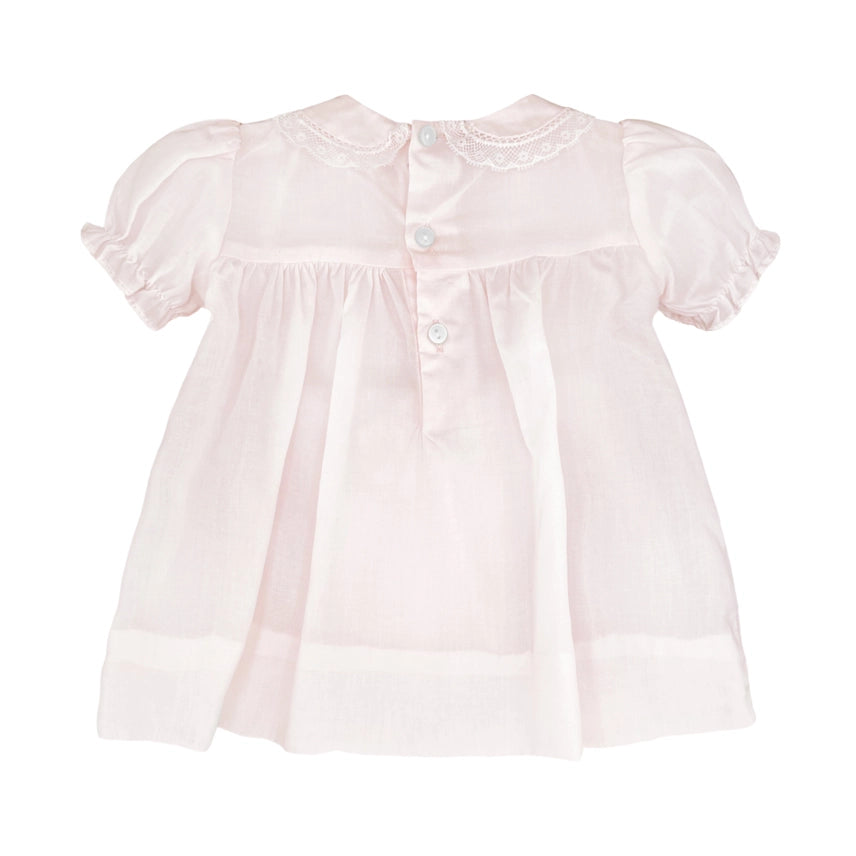 Soft Pink Fully Smocked Dress with Lace
