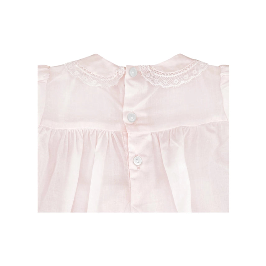 Soft Pink Fully Smocked Dress with Lace