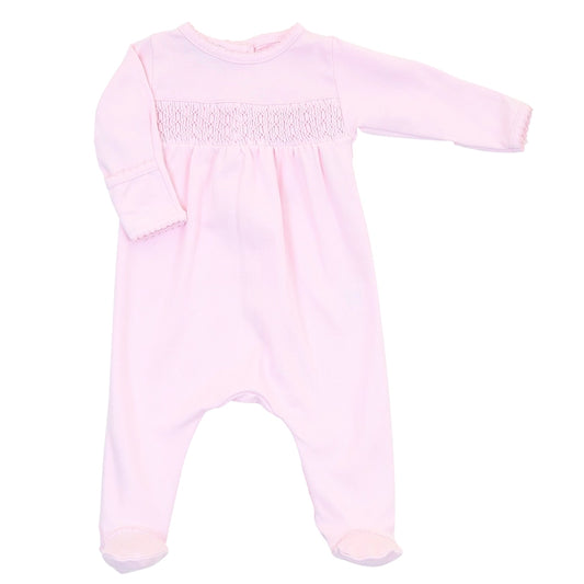Magnolia Baby Solid Pink Smocked Footie