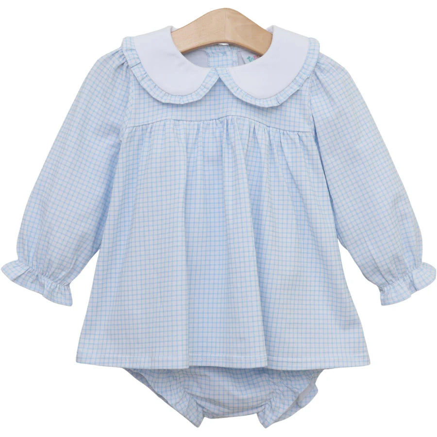 Catherine Diaper Set- Light Blue Windowpane