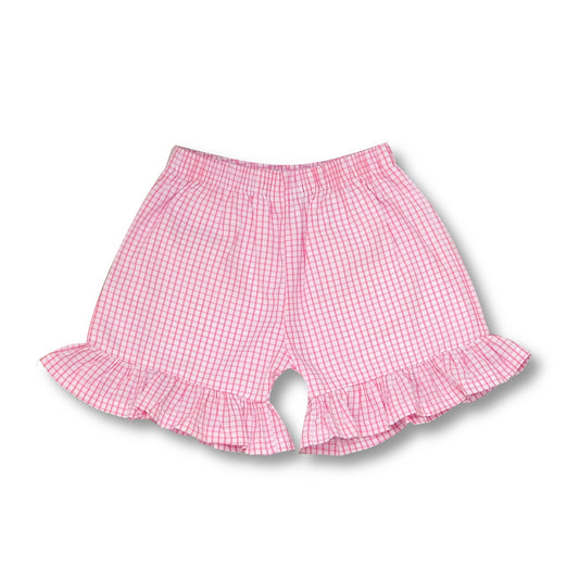 Pink Windowpane Gingham Seersucker Shorts