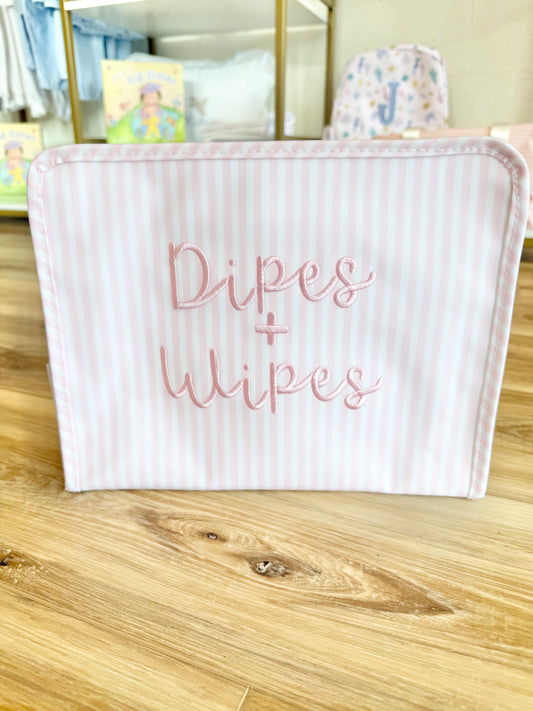 TRVL Pink Stripe Pimlico Large Roadie - "Dipes + Wipes"