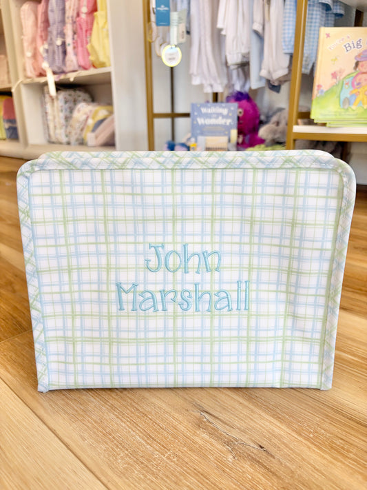 TRVL Green Classic Plaid Large Roadie- Summer Font