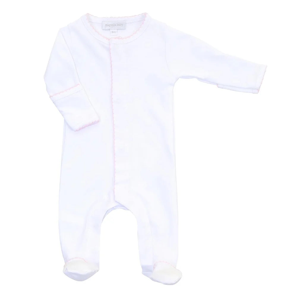 Magnolia Baby Essentials Footie - White with Pink