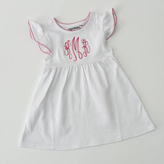 Knit Dress with Picot Trim - Blue