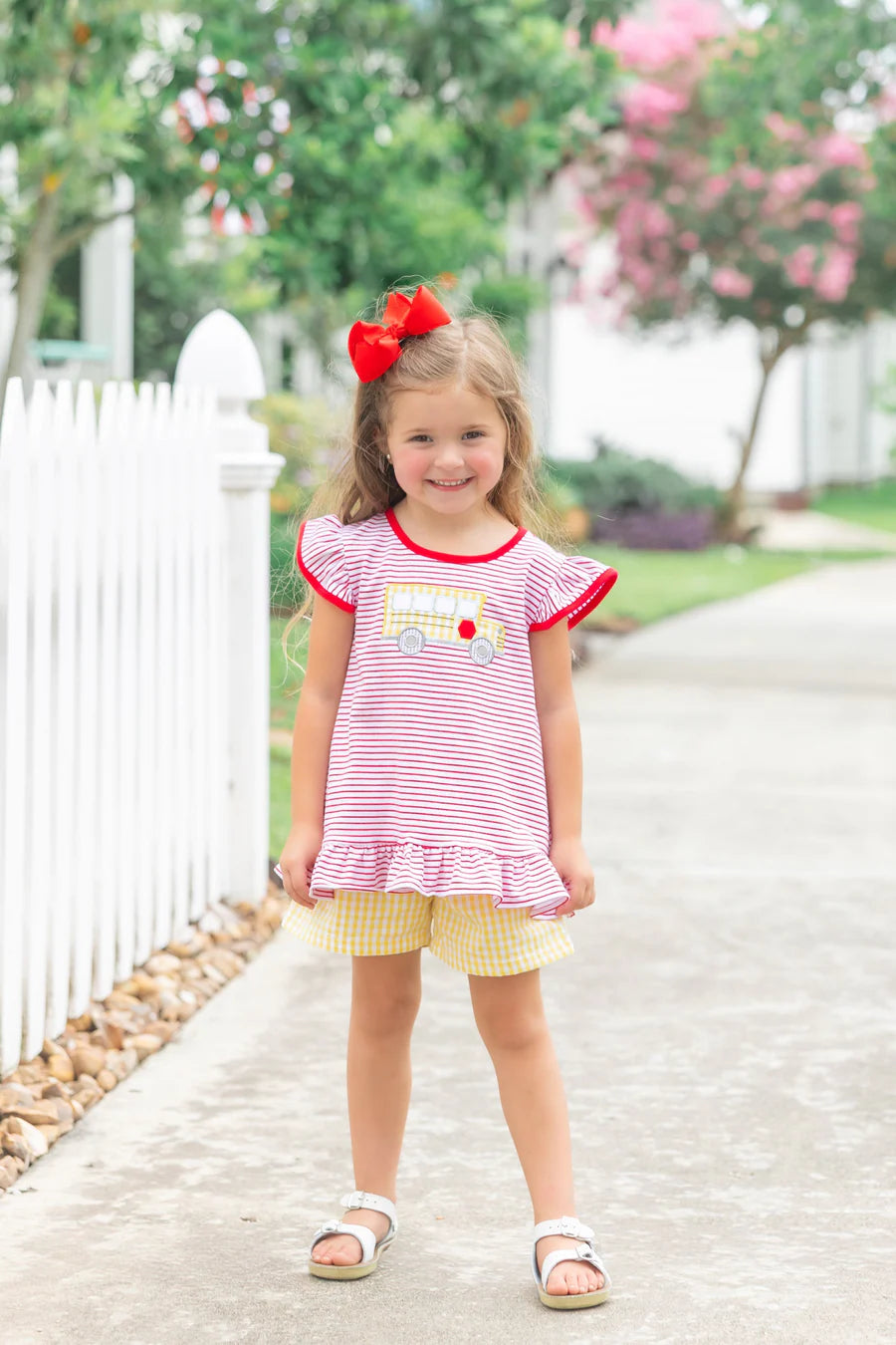Jellybean Bus Stop Ruffle Short Set