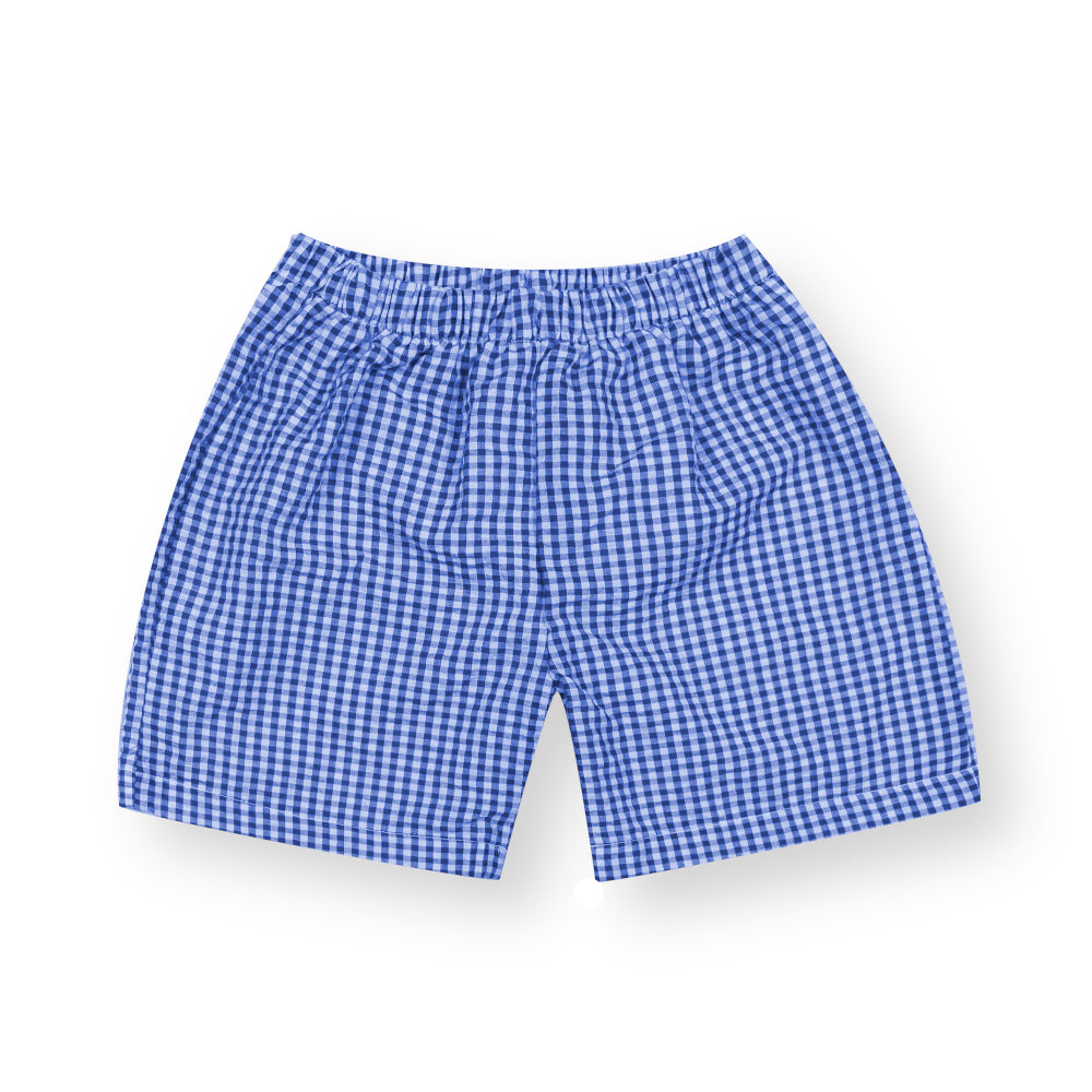 Boy's Gingham Navy Shorts