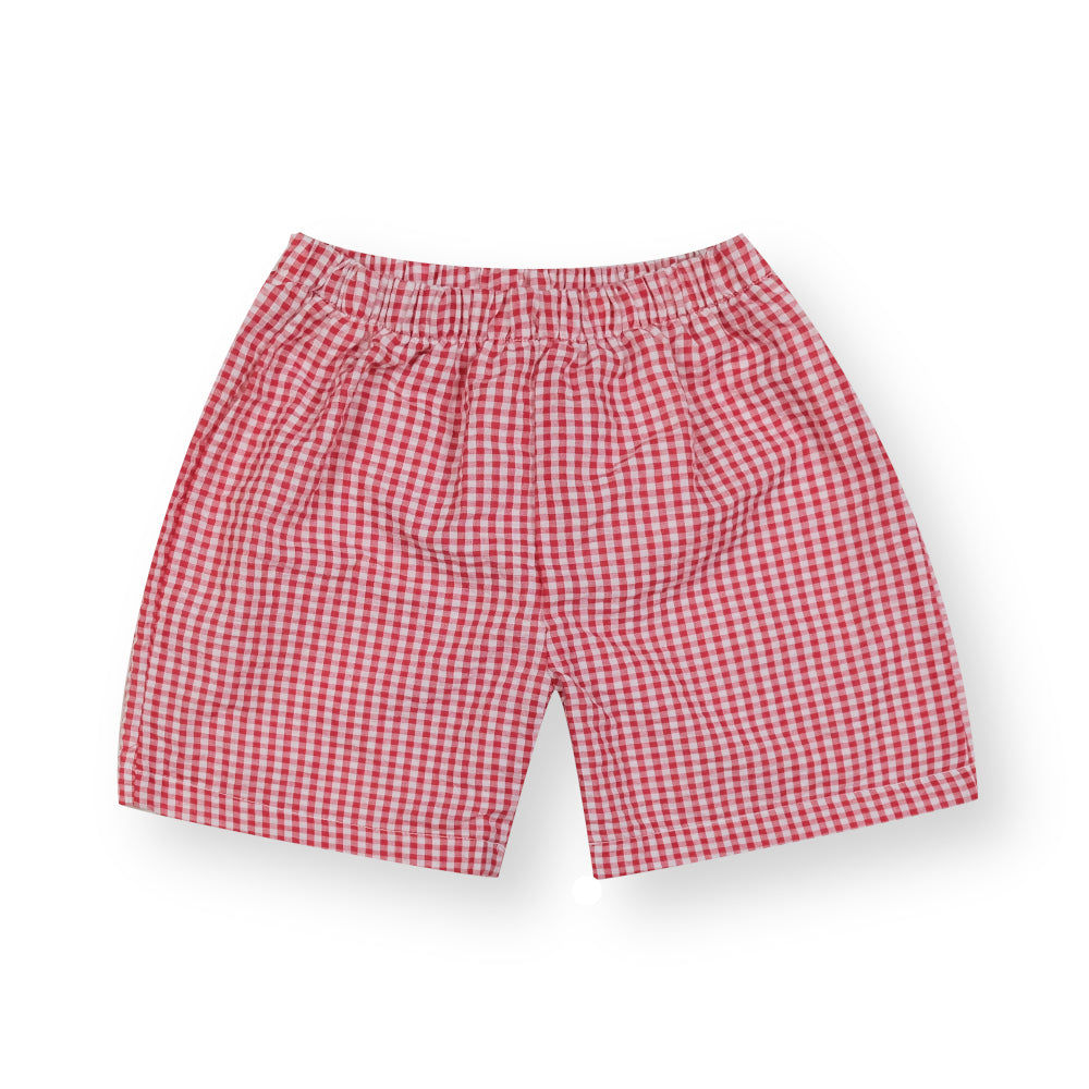 Boy's Gingham Red Shorts