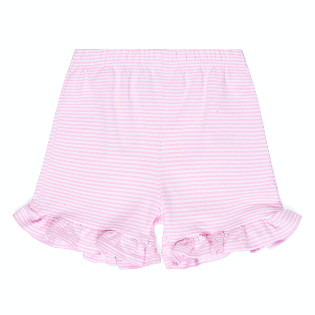 Girl's Cotton Candy Pink Stripe Ruffle Shorts