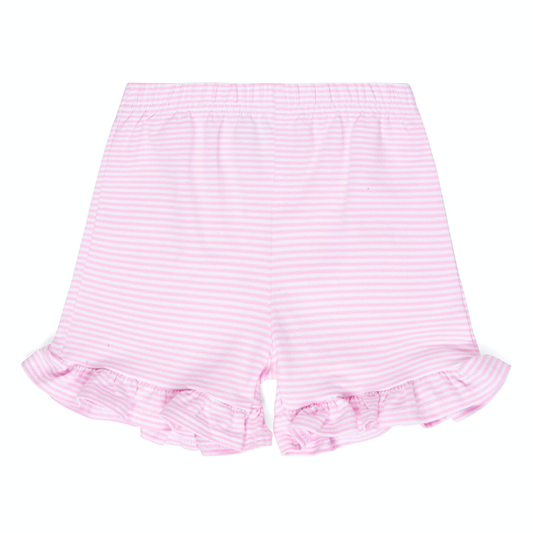 Girl's Cotton Candy Pink Stripe Ruffle Shorts